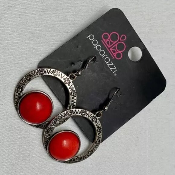 Paparazzi Mesa Mood Red Dangle Earrings NWT - Picture 4 of 6